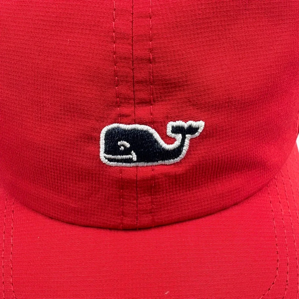 Vineyard Vines Red Baseball Cap Whale Logo Adjustable‎ Nautical Coastal Preppy